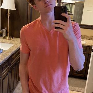 Salmon v neck plain tee